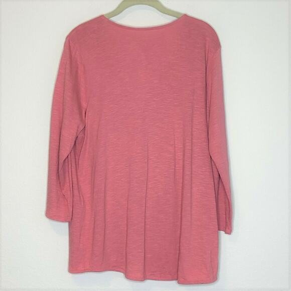 Pure Jill Women's Cross Front Top Medium Pink Oversized Cotton Blend - Picture 4 of 5
